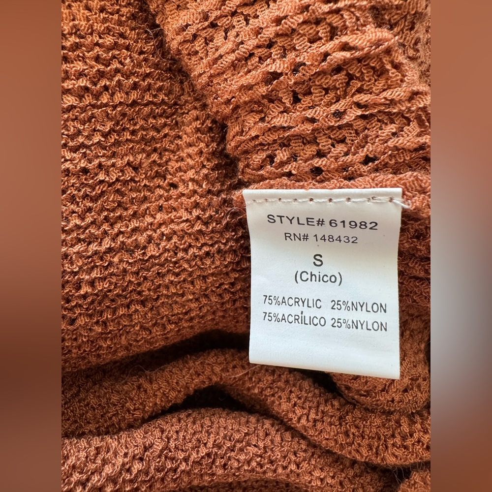 Beceel Size Small Solid Burnt Orange Rust Crew Ne… - image 4